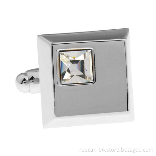 White Diamond Square Cufflinks